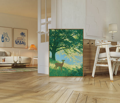 Deer Under the Golden Tree Poster