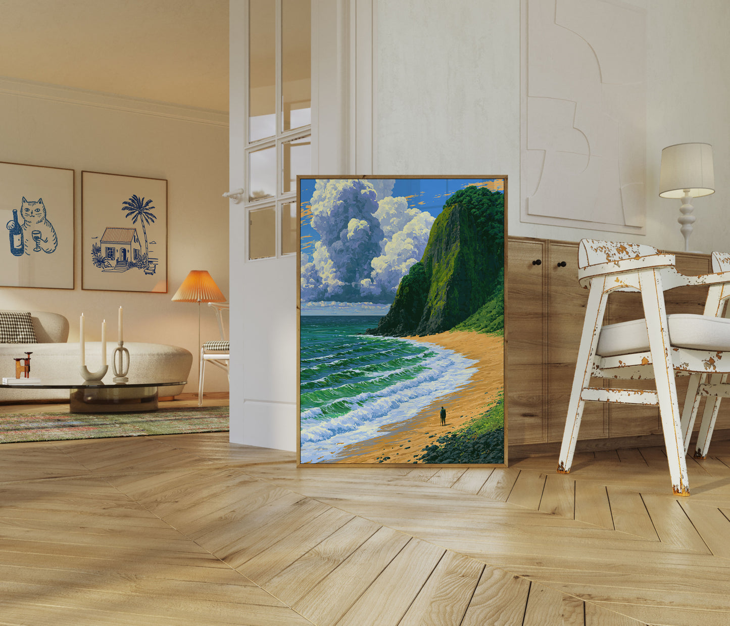 Plakat: Surfer på Kystklipper
