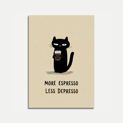 Espresso Cat Humor Poster