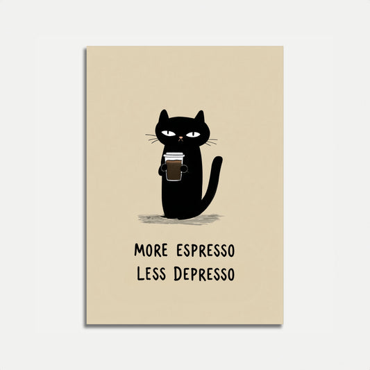Espresso Cat Humor Poster