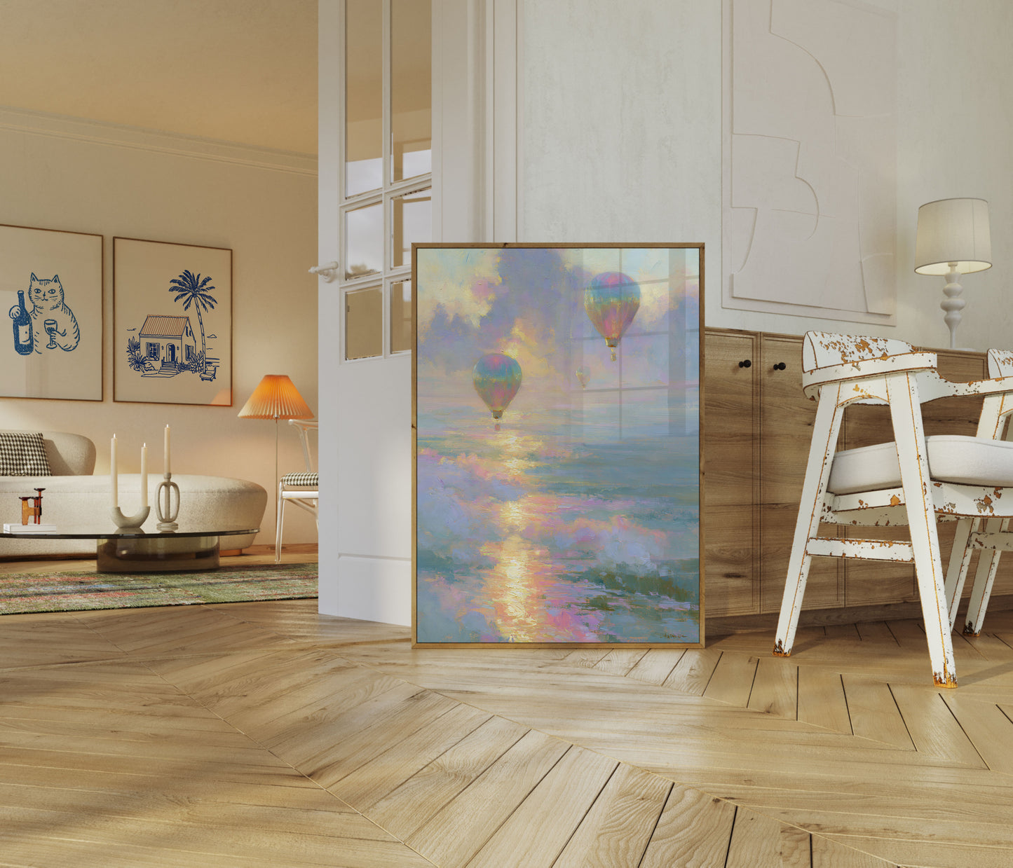 Luftballoner over skyer plakat
