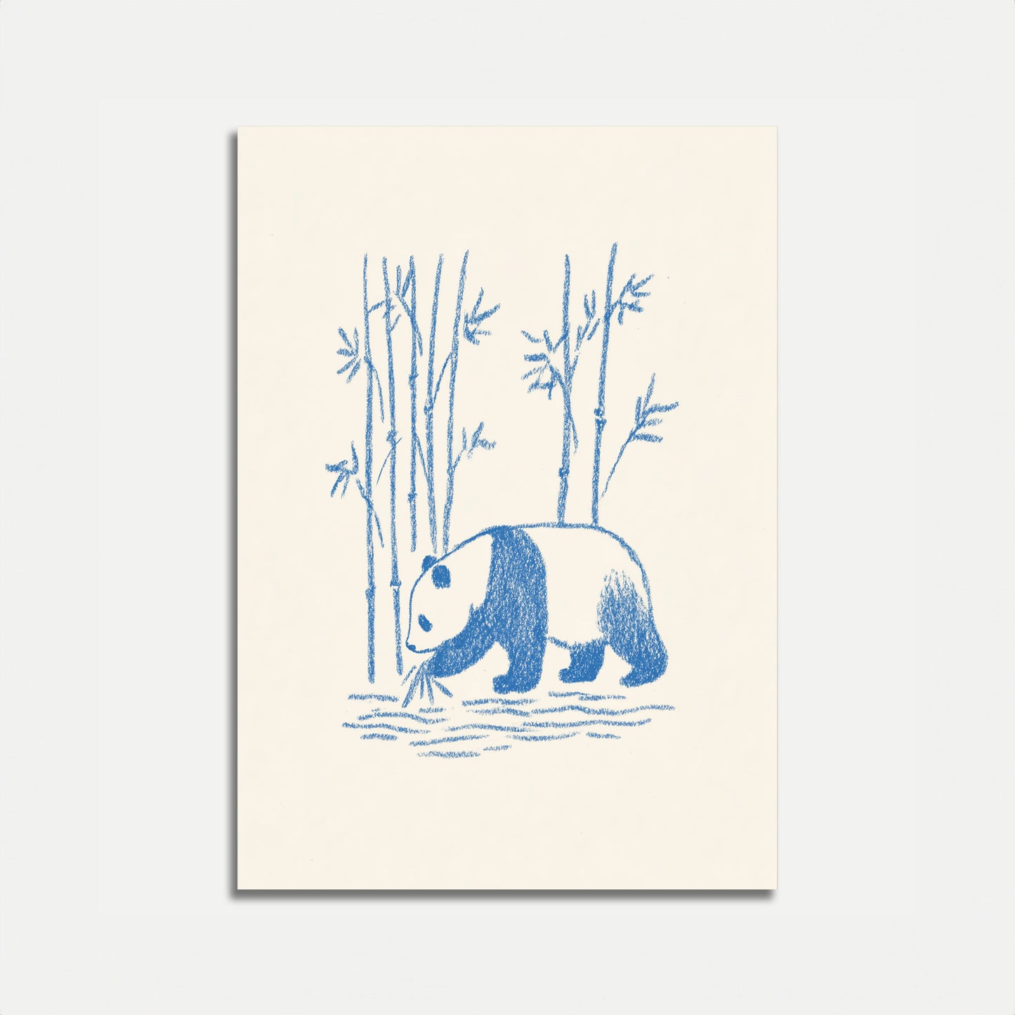 Blue Panda Bamboo Forest Poster