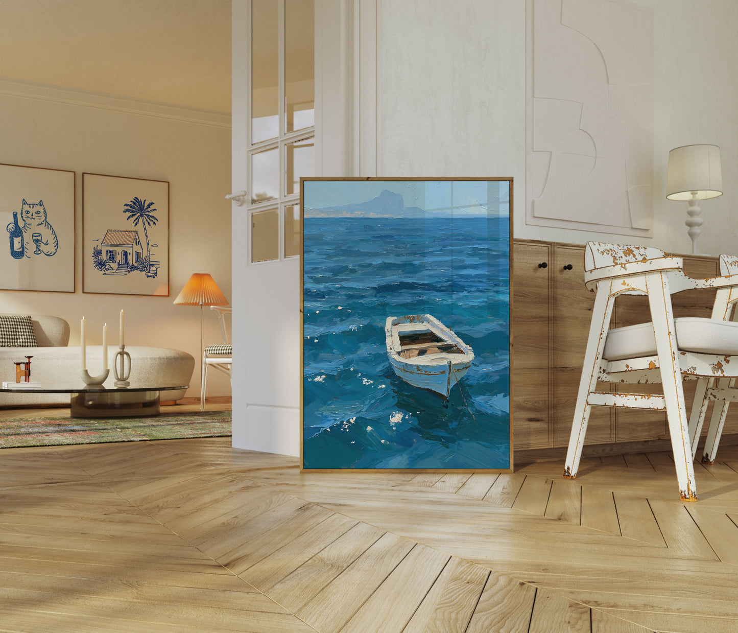 Rustikales Fischerboot-Ozean-Poster