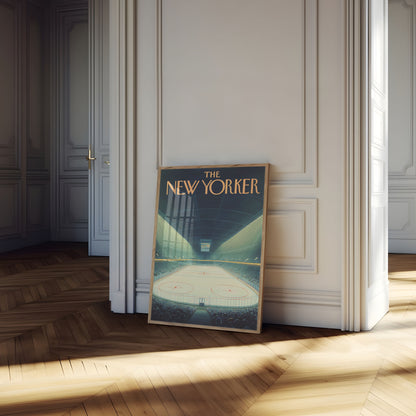 Vintage Hockey Arena New Yorker Poster