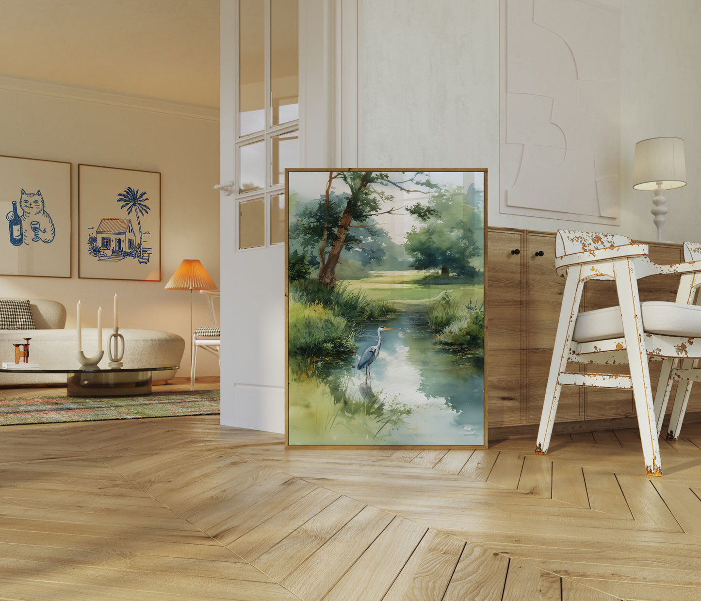 Heron by the Stream Poster