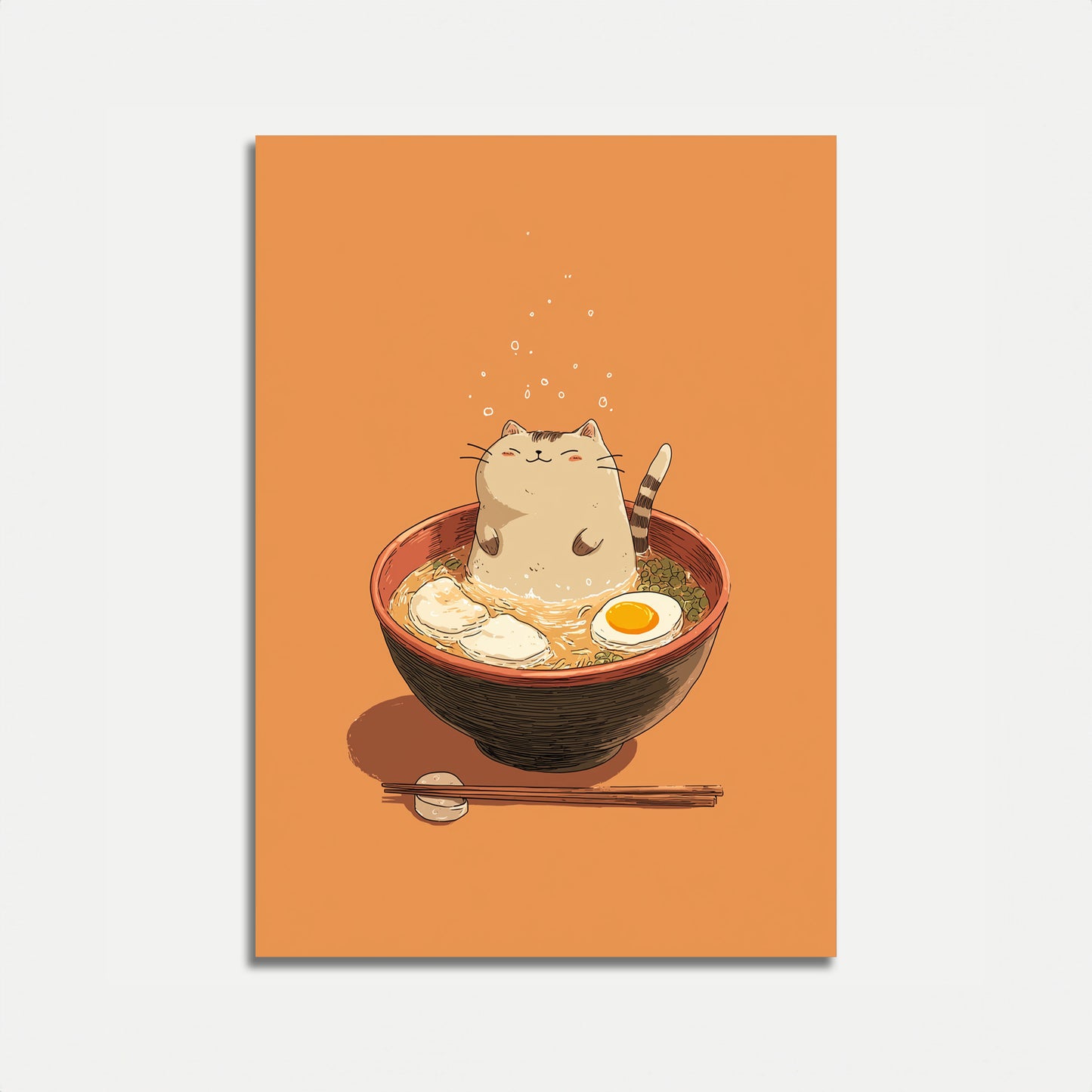 Póster de Tazón de Ramen de Gato