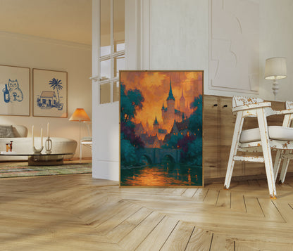 Enchanted Castle at Sunset Poster