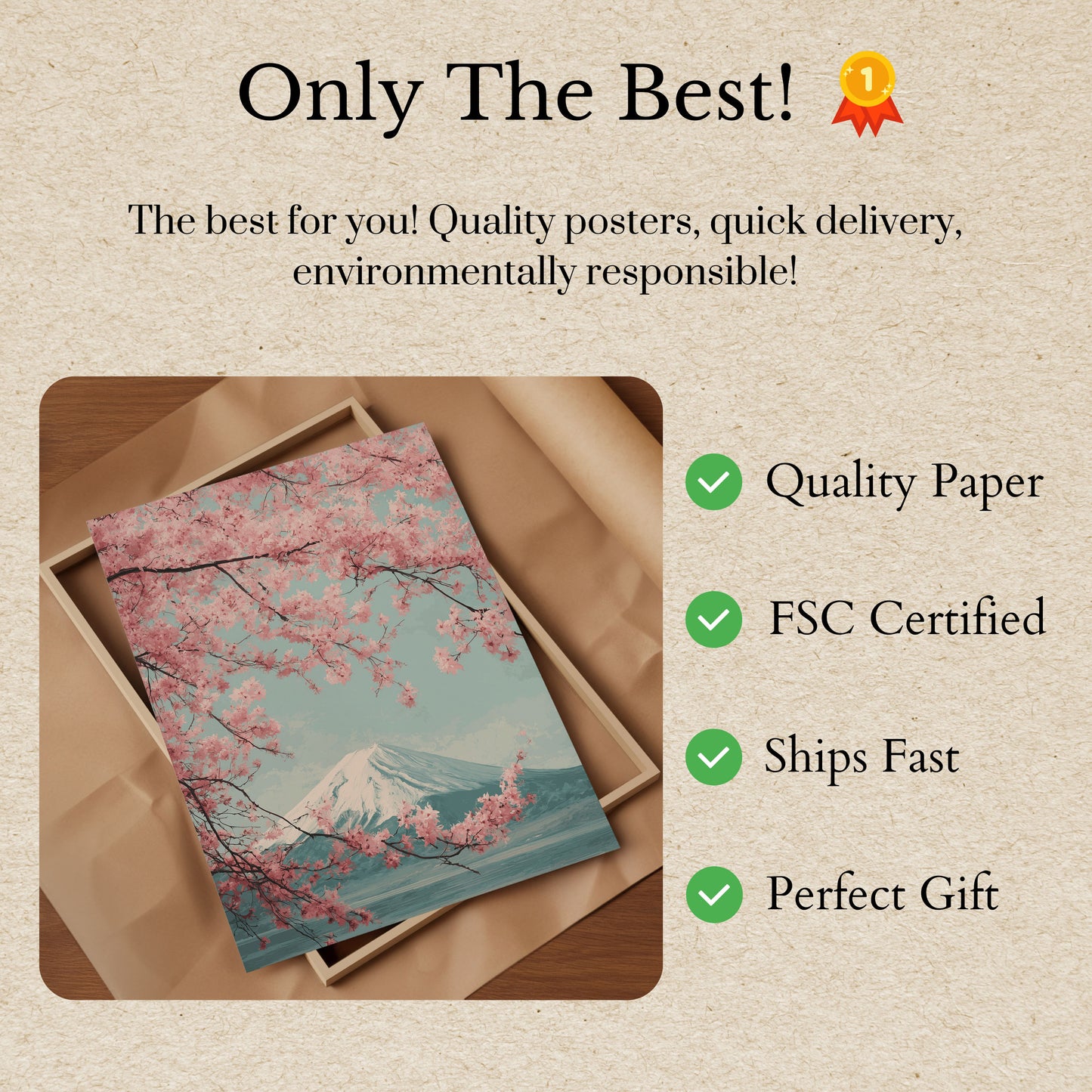 Mount Fuji Cherry Blossoms Poster