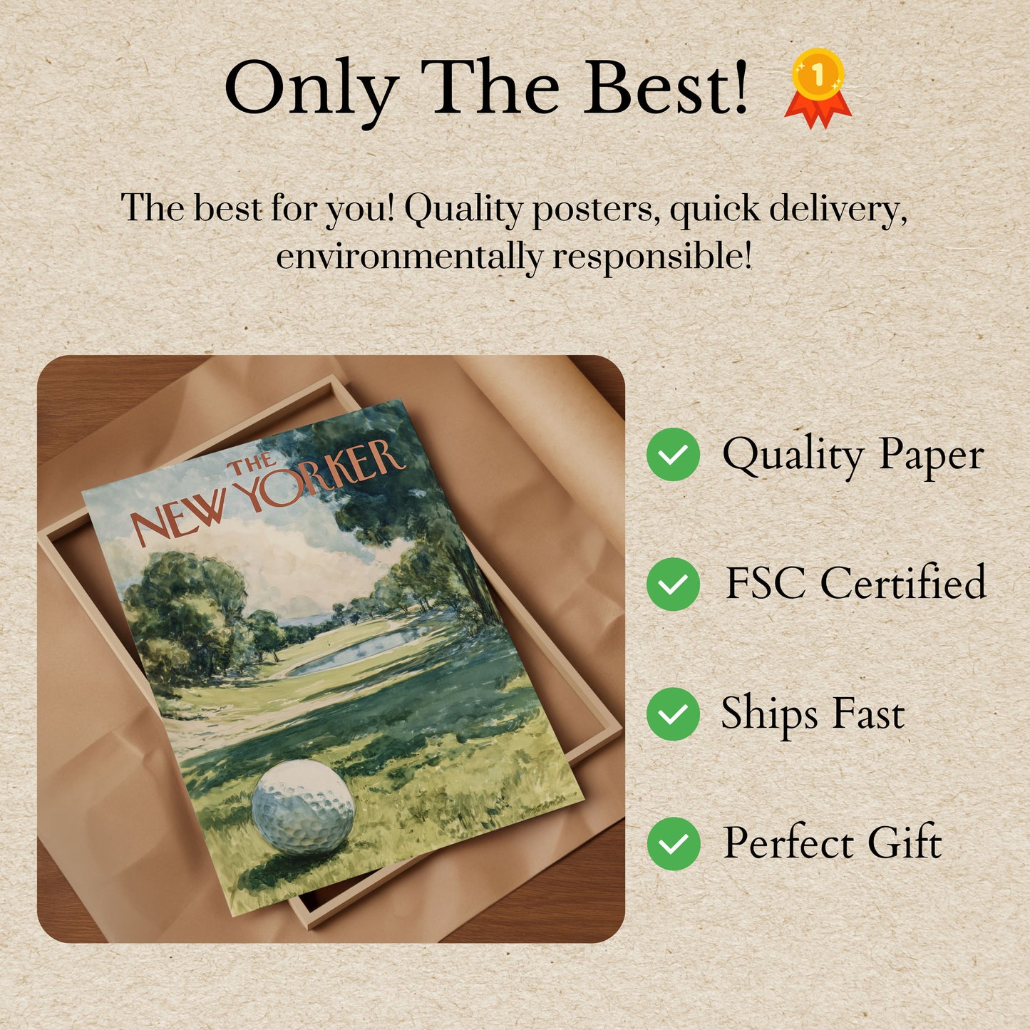 Golf Course Vintage New Yorker Poster