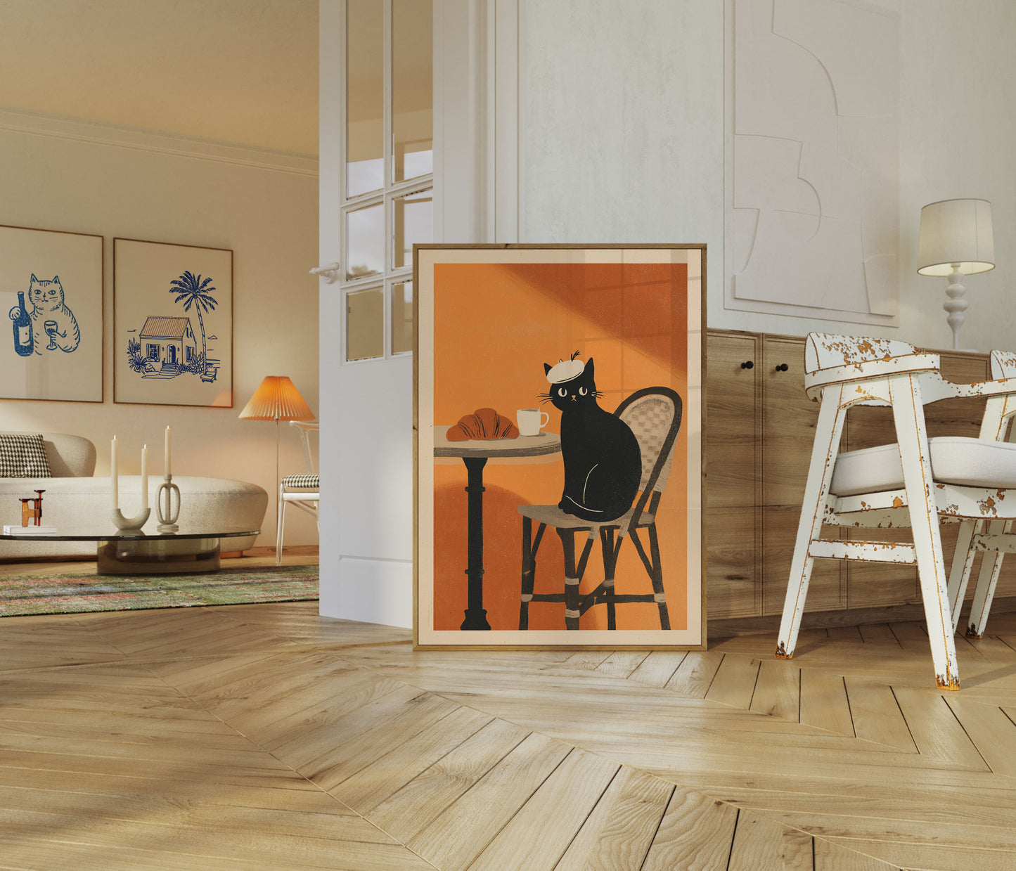 Parisisk Kat på Café Plakat