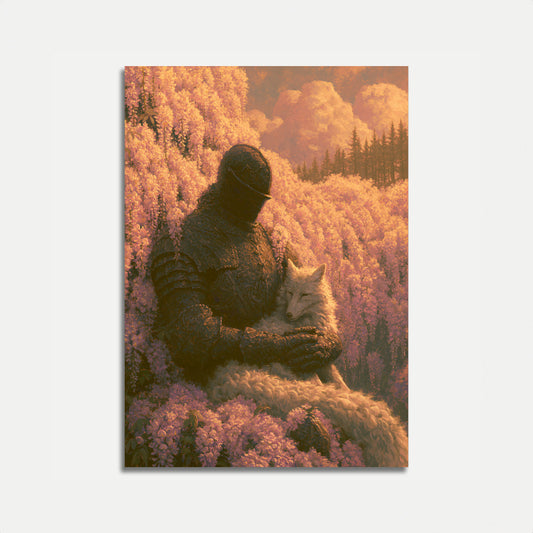 Warrior and Wolf in Bloom Poster