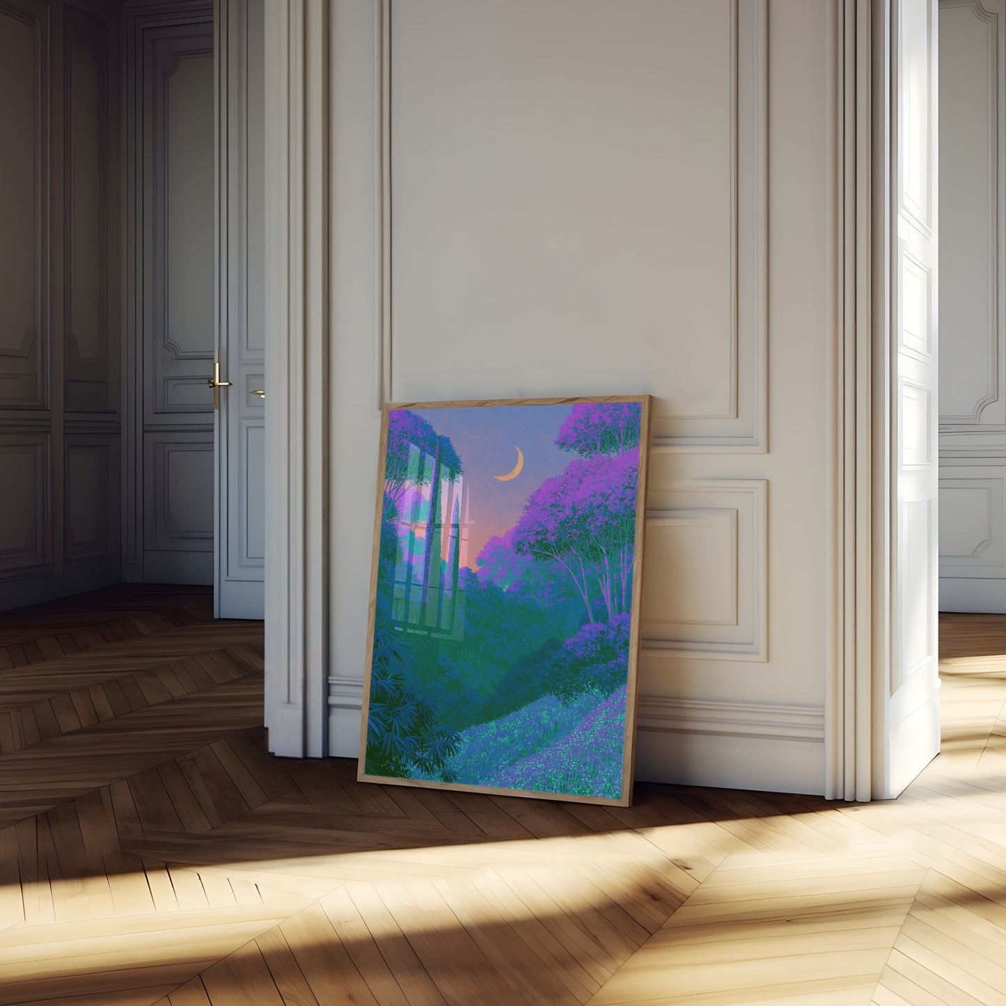 Magical Garden Night Moon Poster