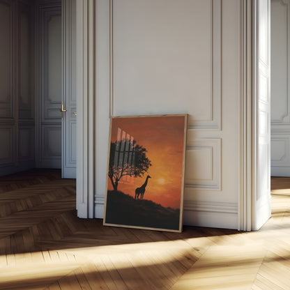 African Sunset Giraffe Poster