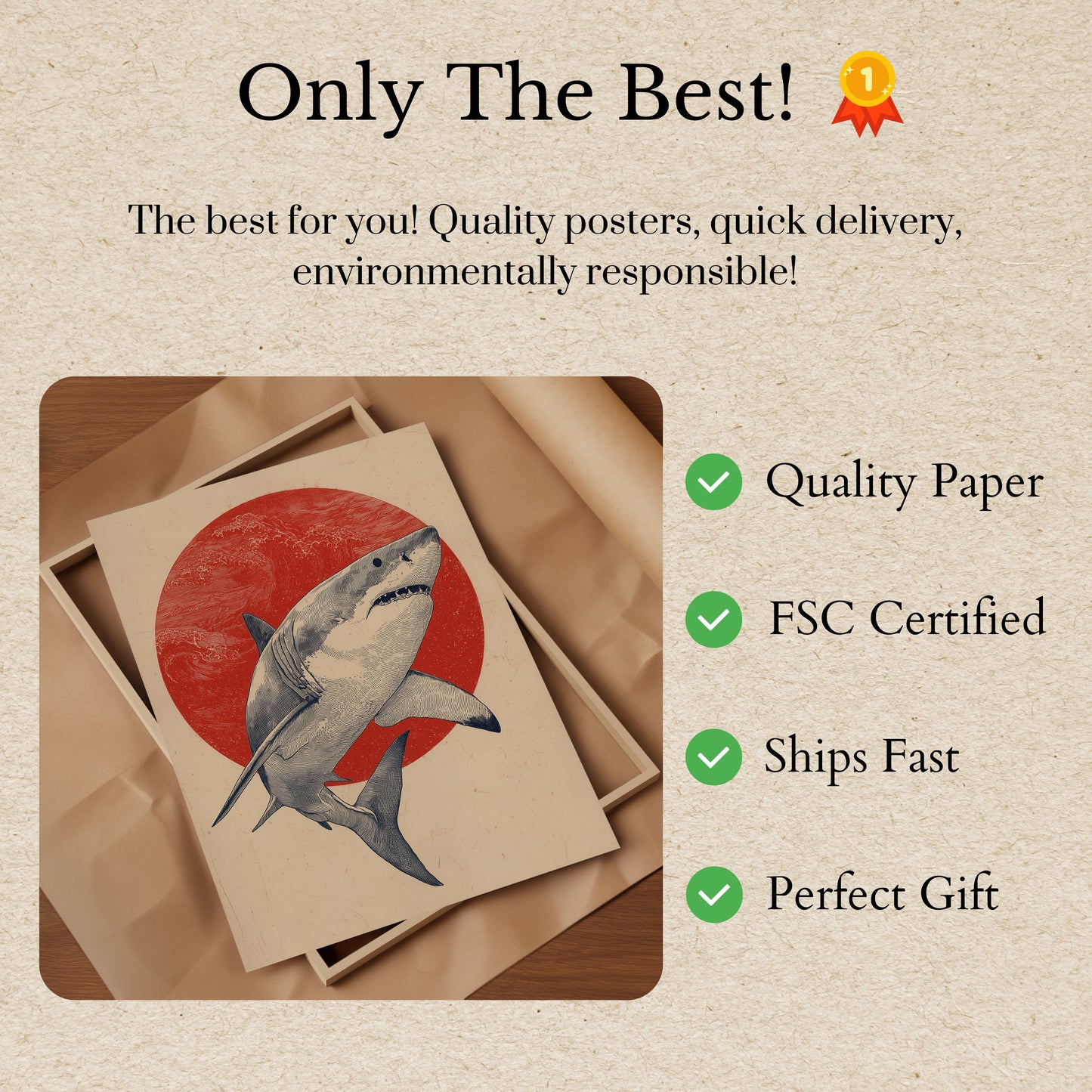 Red Horizon Shark Poster