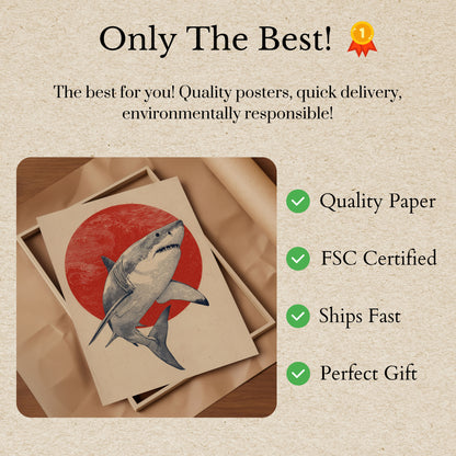 Red Horizon Shark Poster