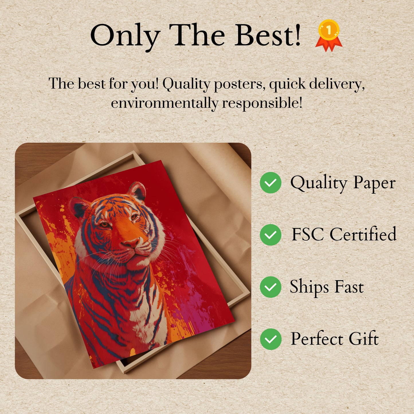 Póster artístico vibrante de un tigre de Bengala