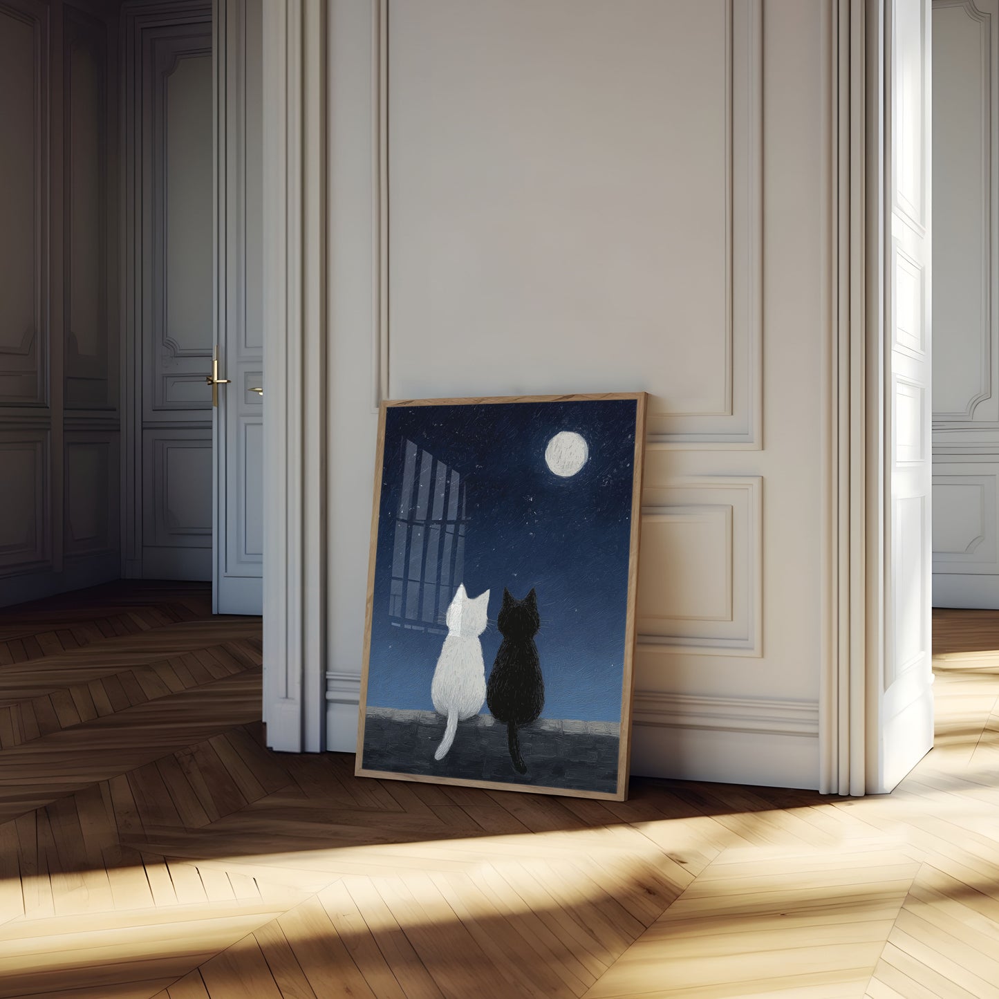 Moonlit Cats Friendship Poster