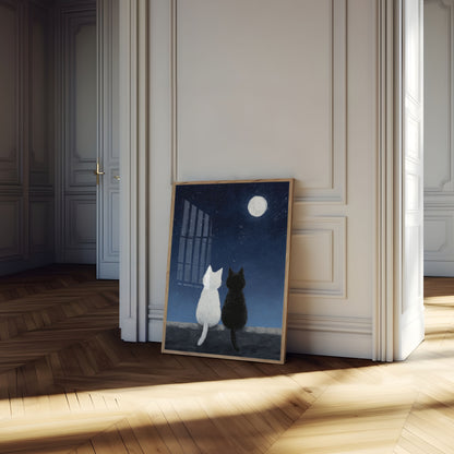 Moonlit Cats Friendship Poster