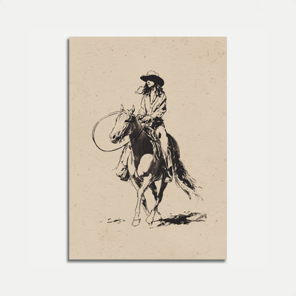 Western Rider Ink Poster