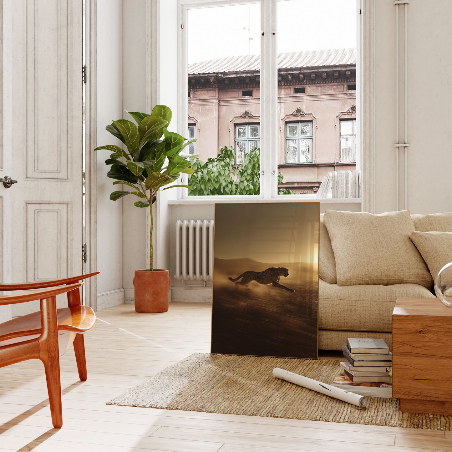 Jagande Gepard i Ökenaffisch