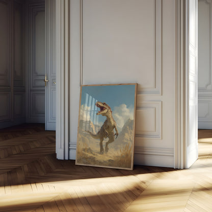 Fierce Dinosaur Desert Hunt Poster