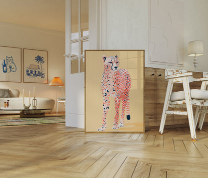 Póster de mosaico de guepardo vibrante