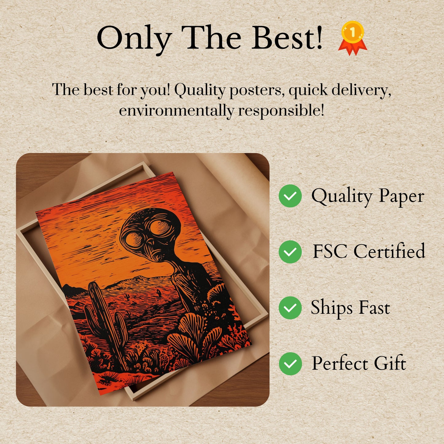 Alien Desert Sunset Poster