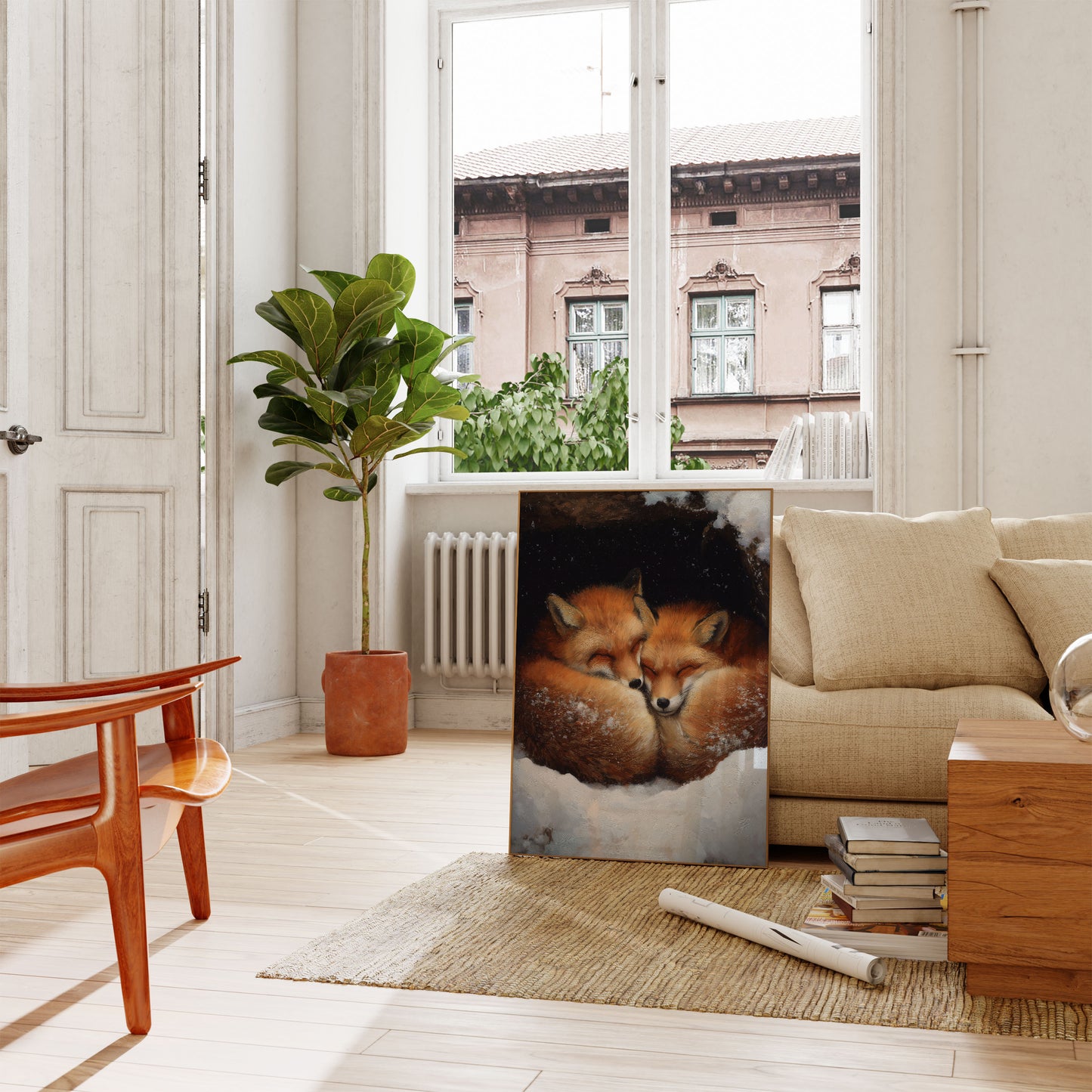 Poster di Volpi che si Coccolan nella Neve
