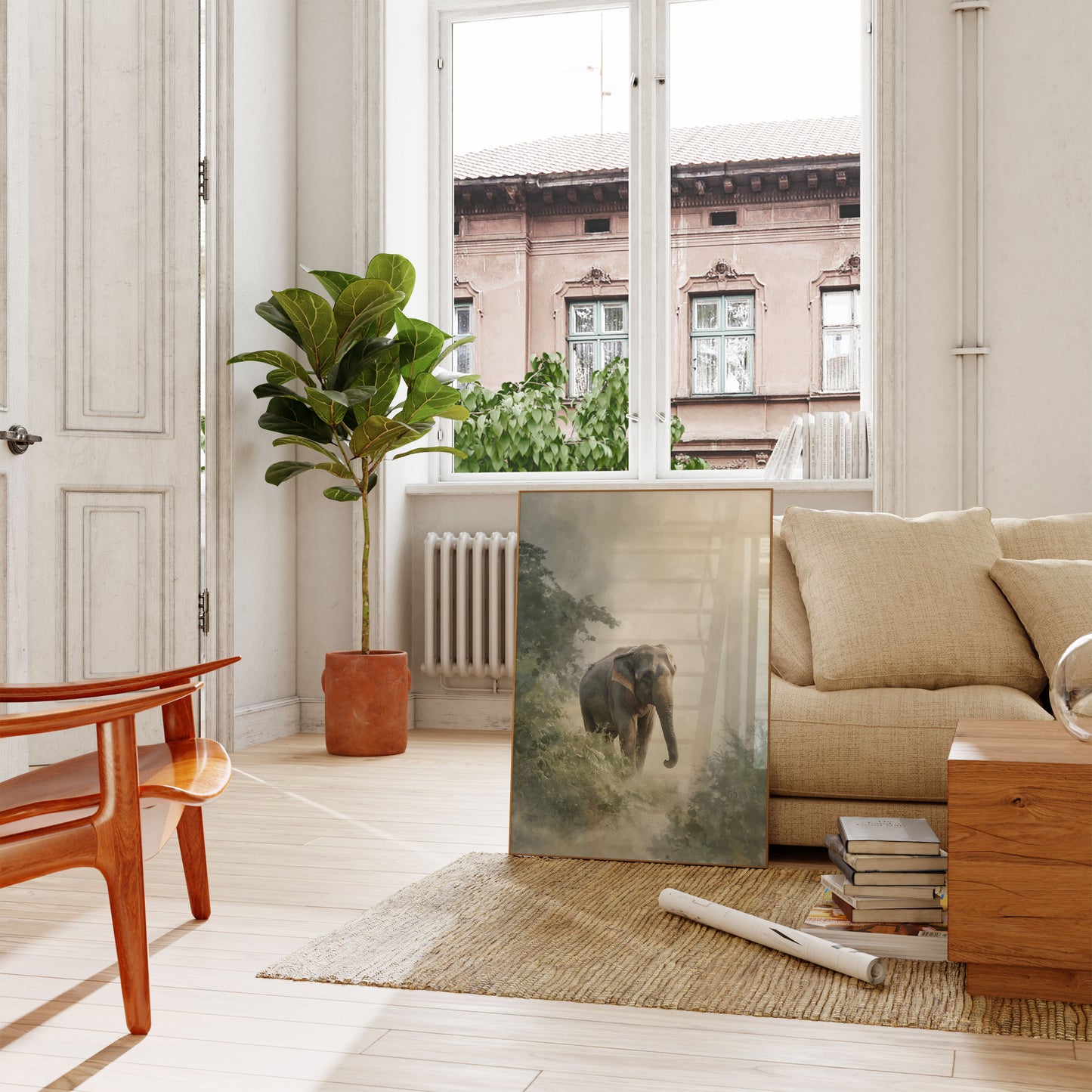 Misty Elephant Wilderness Poster