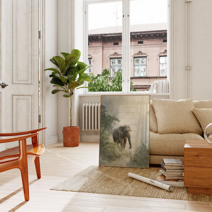 Misty Elephant Wilderness Poster