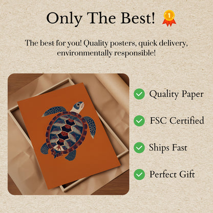 Mosaic Sea Turtle Nautical Poster