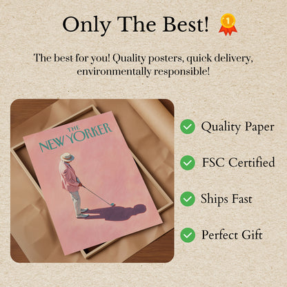 Vintage Golfer New Yorker Poster