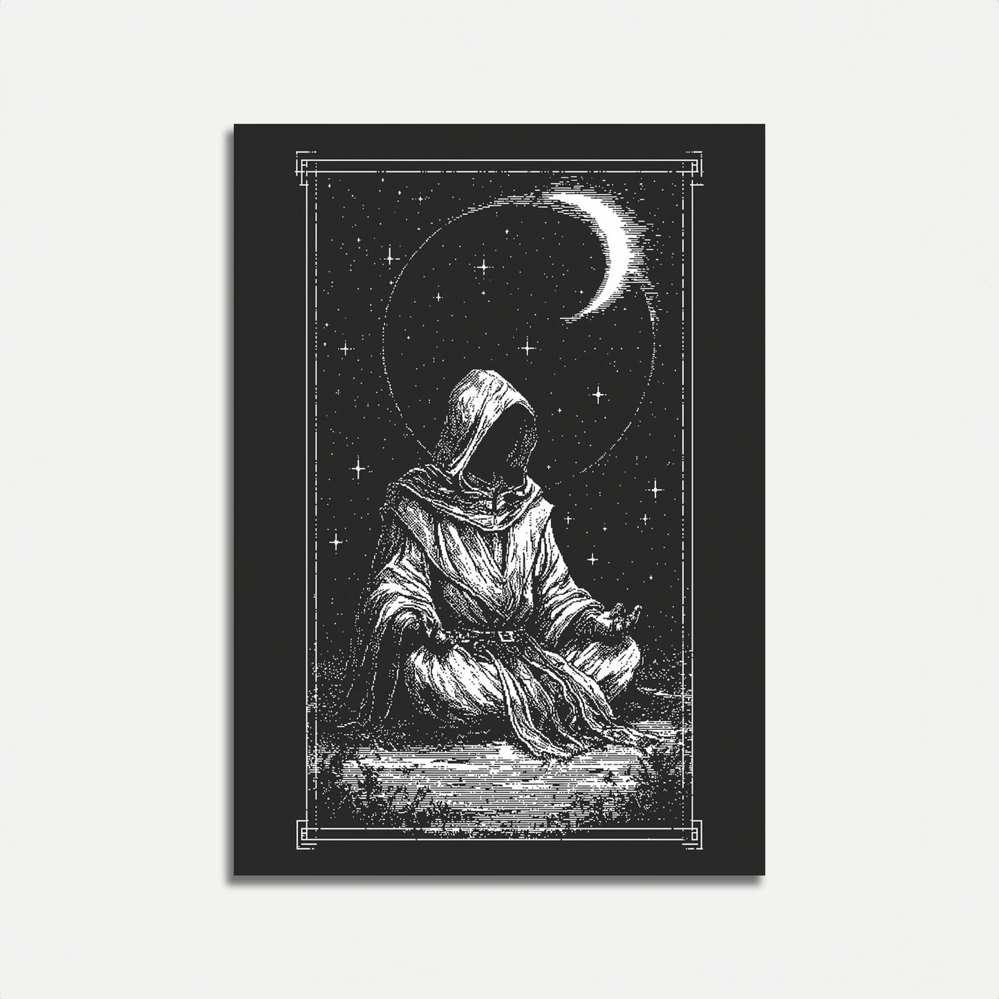 Mystical Hooded Figure Under Moonlight Poster