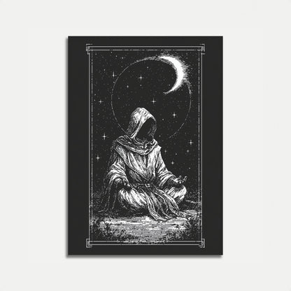 Mystical Hooded Figure Under Moonlight Poster