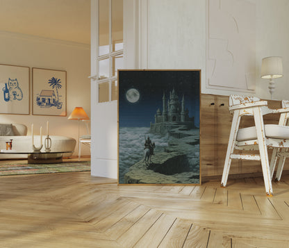 Moonlit Castle Knight Poster