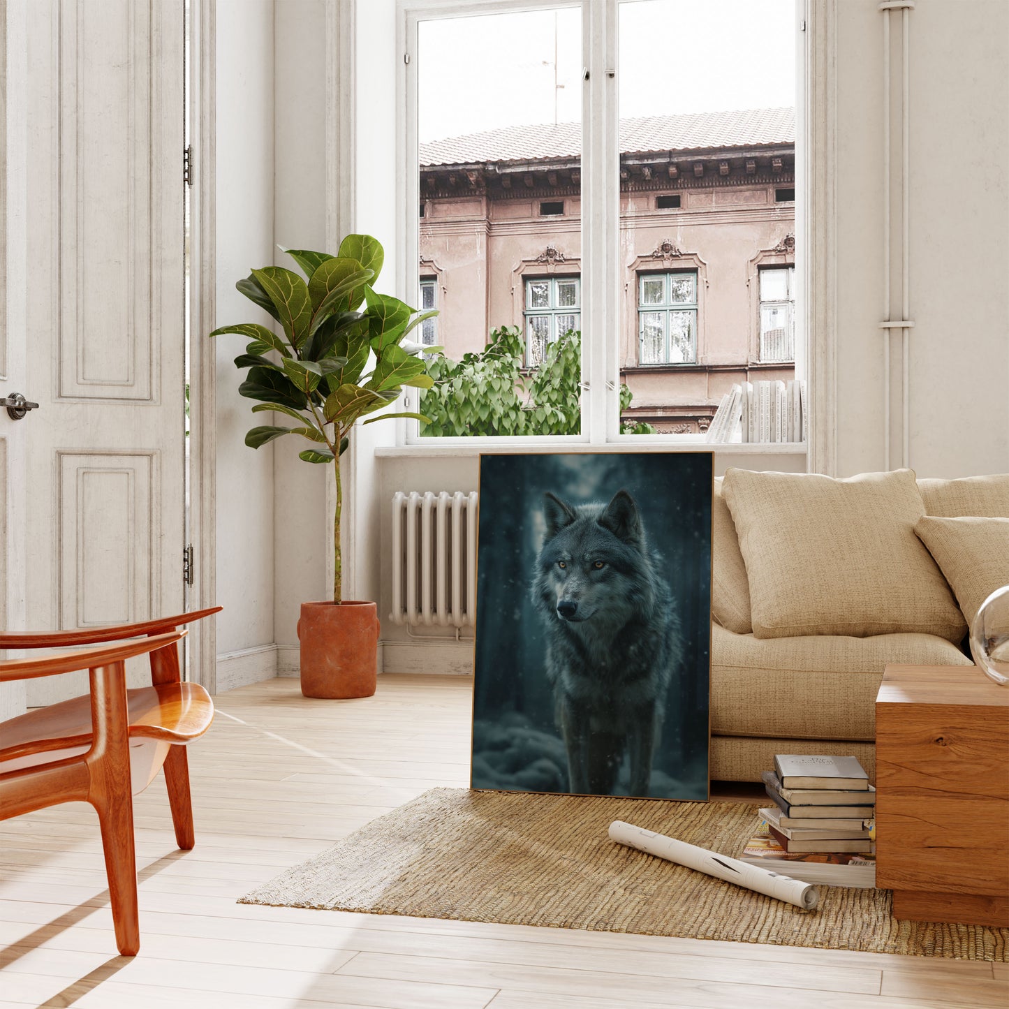 Lone Wolf Winter Forest Poster