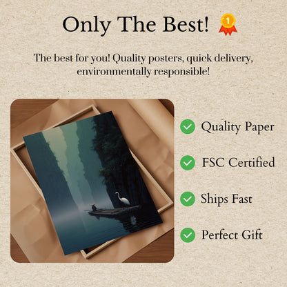 Misty Canyon Bamboo Raft Poster