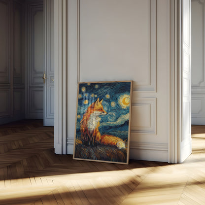 Poster d'Arte Volpe Notte Stellata