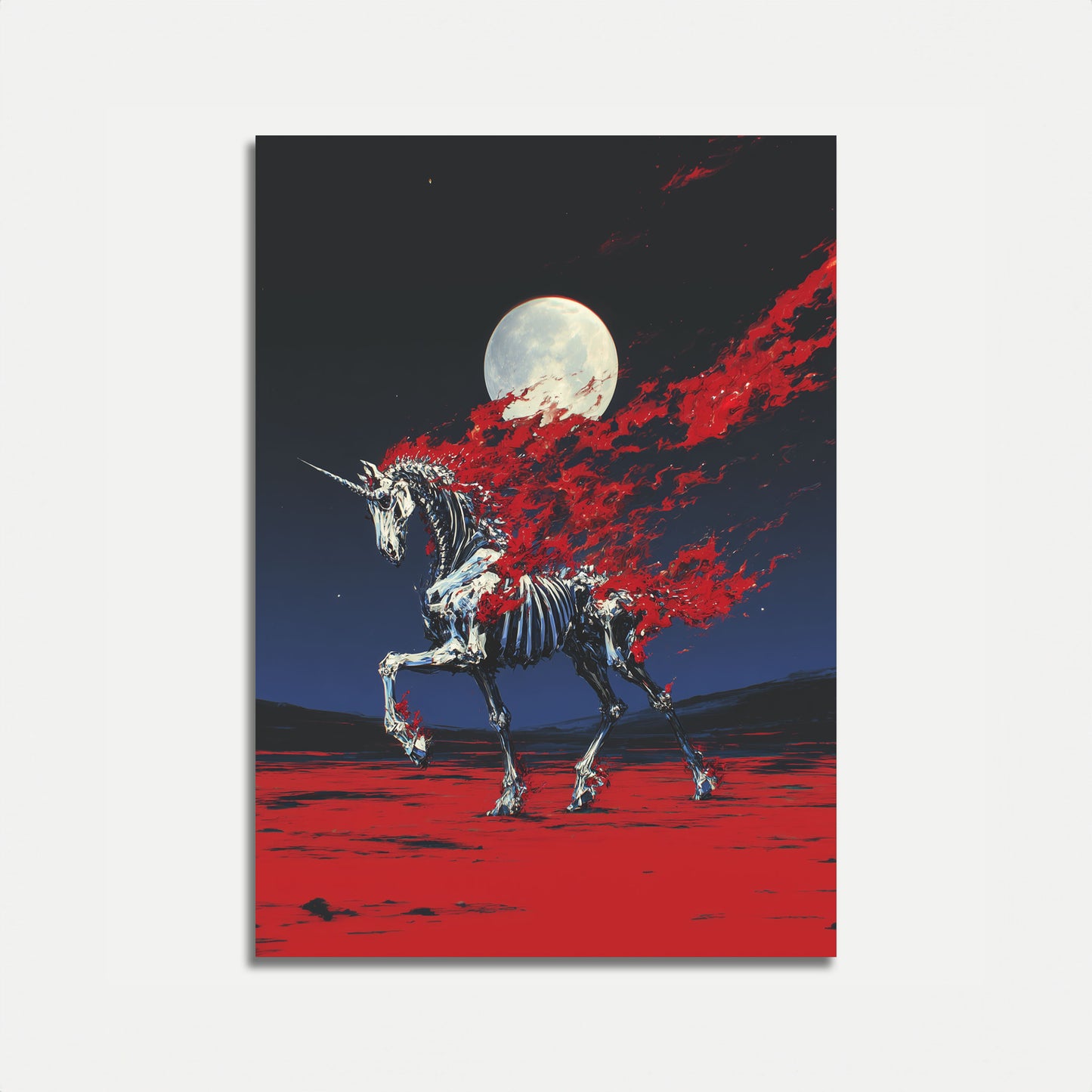 Skeletal Unicorn Moonlight Poster