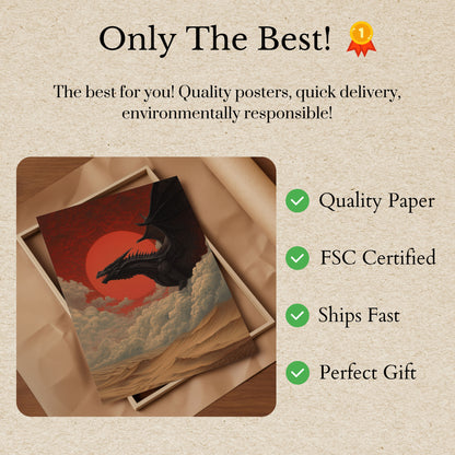 Pôster de Dragão Negro no Pôr do Sol