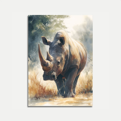 Póster de vida silvestre del majestuoso rinoceronte