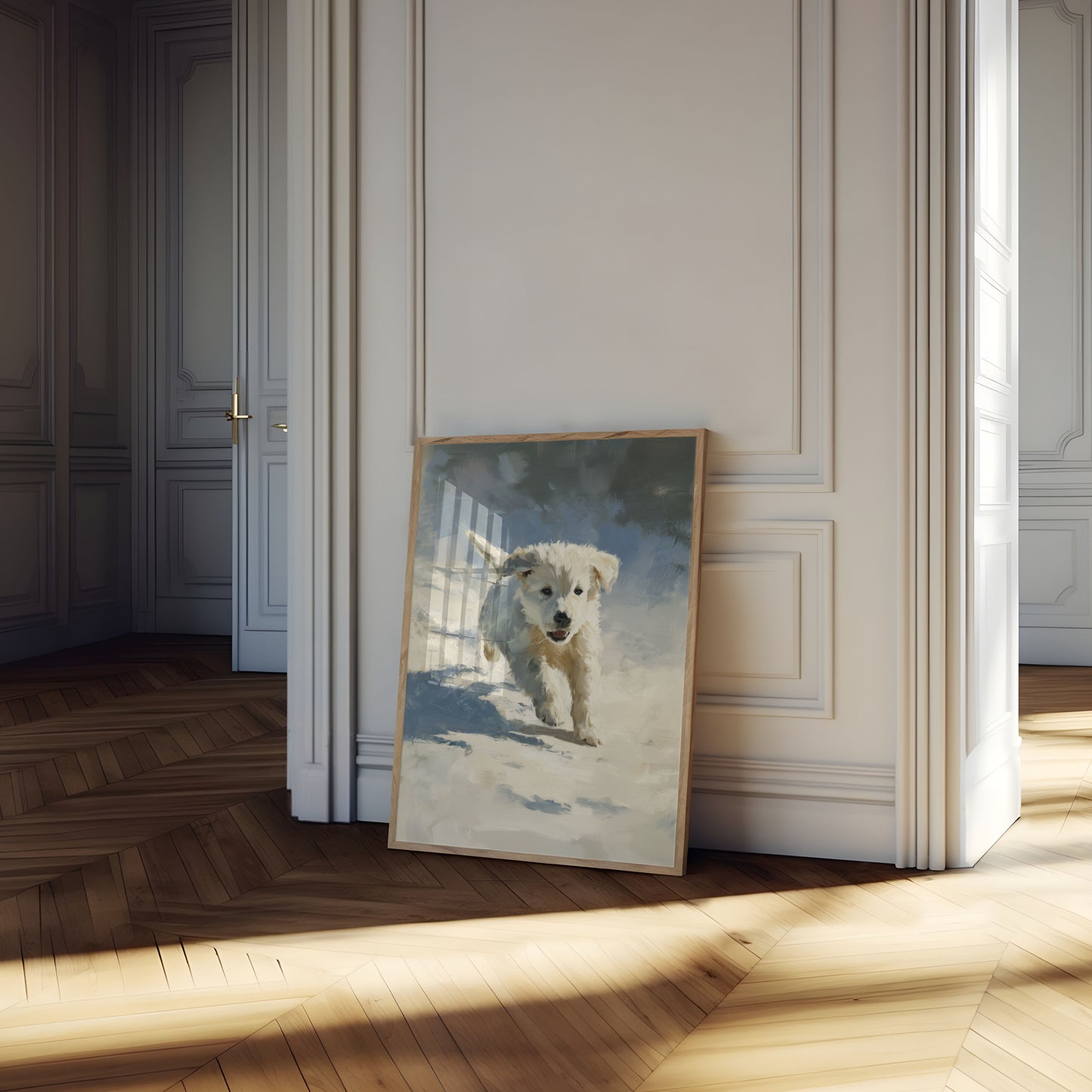 Lekfull Valp Snödans Poster