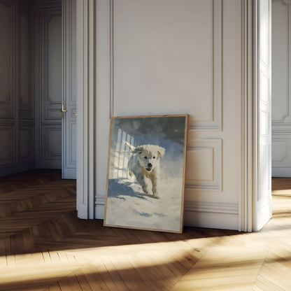 Lekfull Valp Snödans Poster