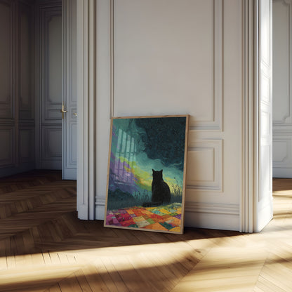 Starry Night Cat Poster