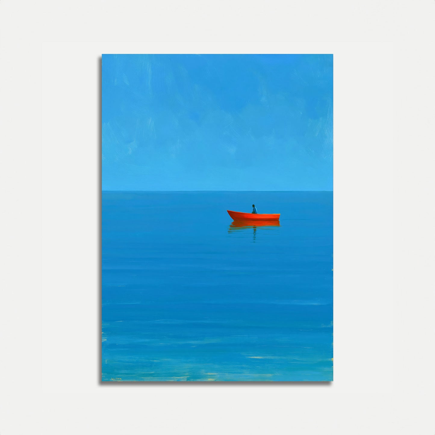 Red Boat on Blue Waters Poster