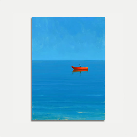 Red Boat on Blue Waters Poster