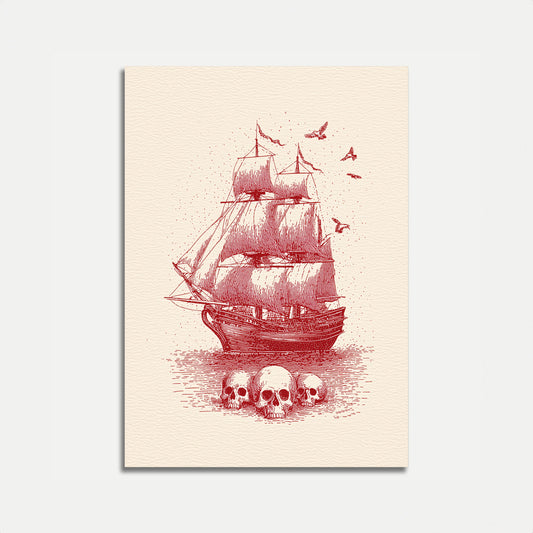 Haunting Pirate Ship Skulls Poster