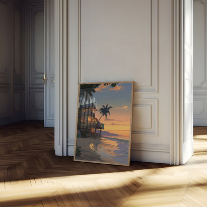 Poster de Casa de Playa al Atardecer