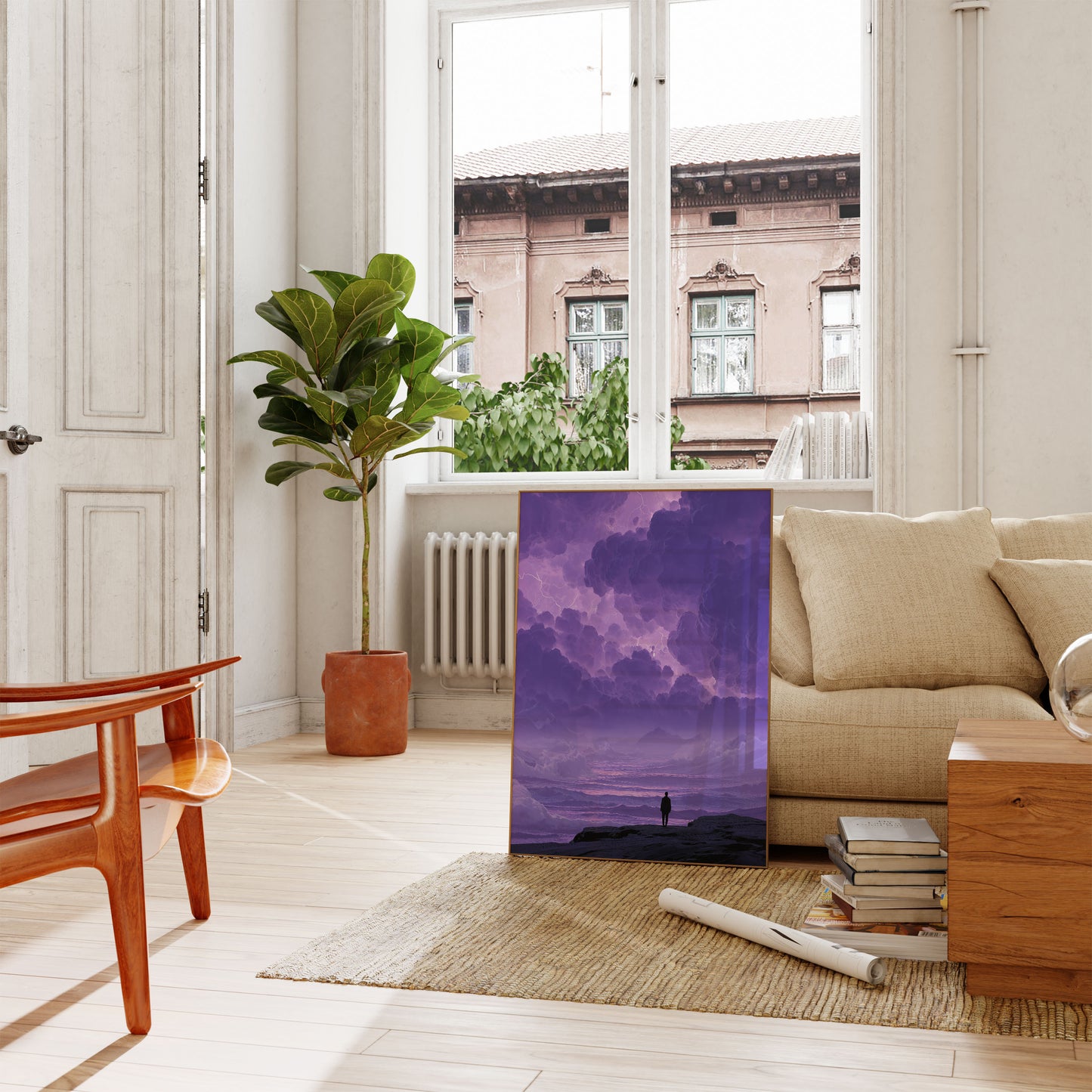Solitary Figure Storm Sky Poster