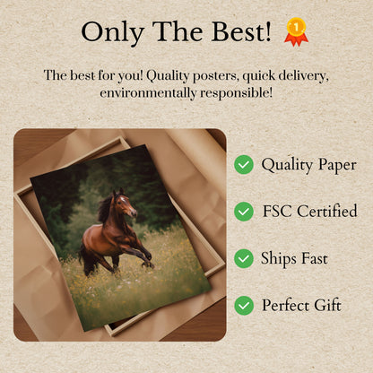 Galloping Bay Horse Poster